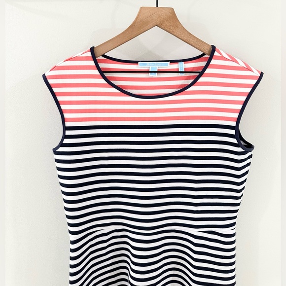 Draper James Striped Ponte Cap Sleeve A-Line Dress Navy & Red Size Medium - Picture 5 of 8